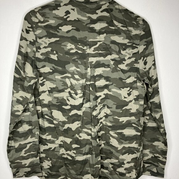 Beach Lunch Lounge Camo Camouflage Longsleeve Blouse Green Women's Medium - Picture 5 of 6